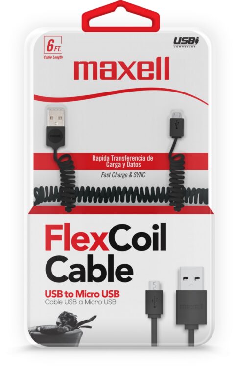 Maxell Micro USB to USB Flex Coil Cable