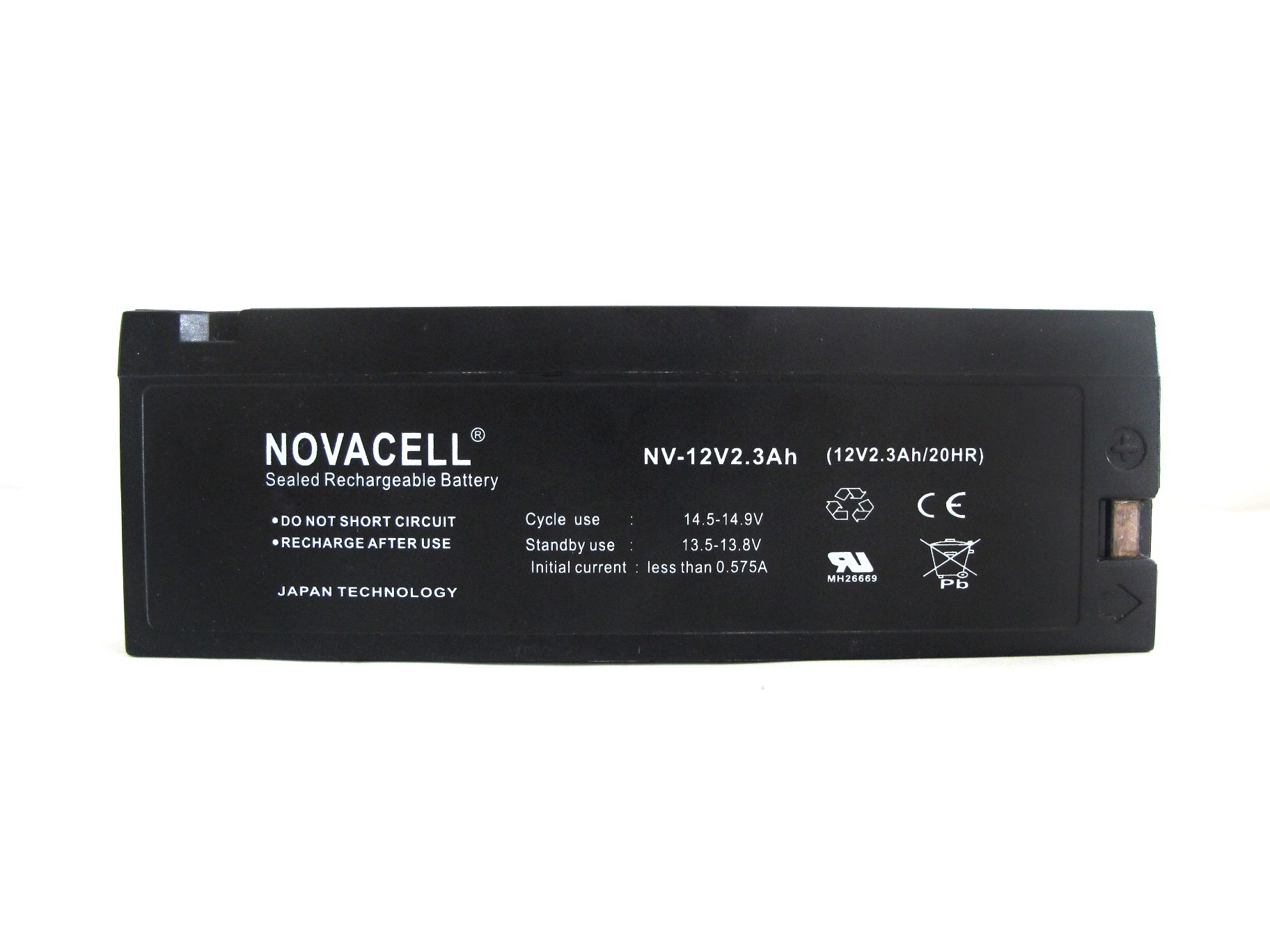 Novacell Sealed Lead Acid Battery 12V/2.3AH Side Slide