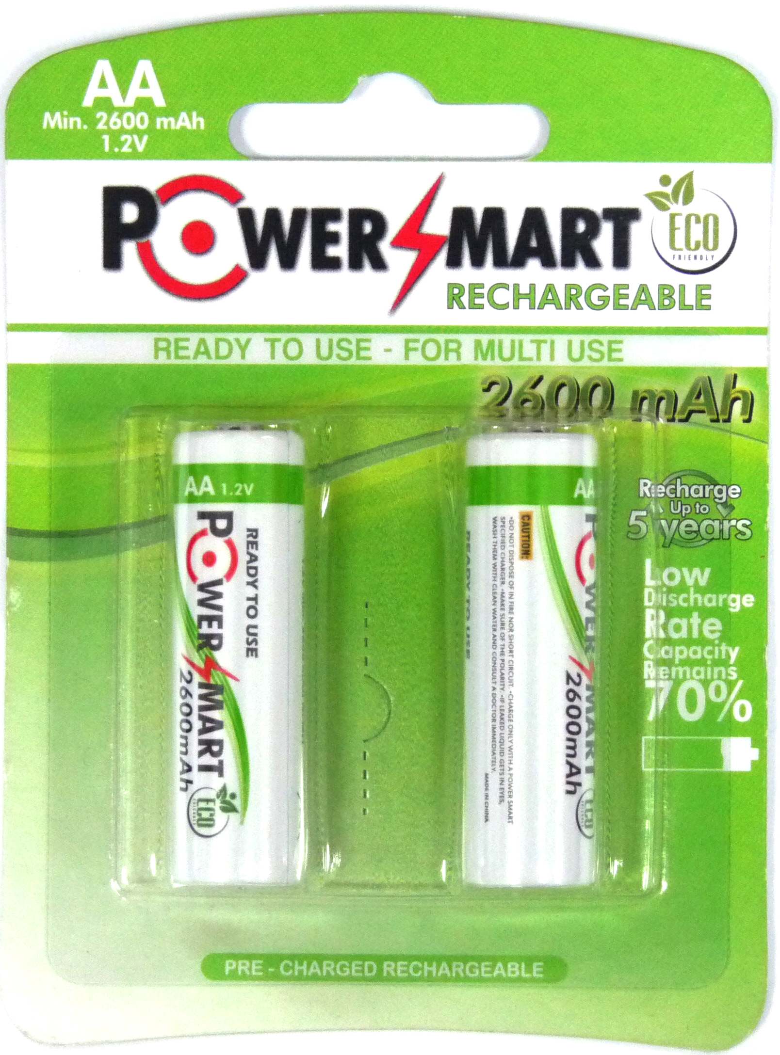 Powersmart AA Rechargeable Ready to Use Battery HR6 2600mAh