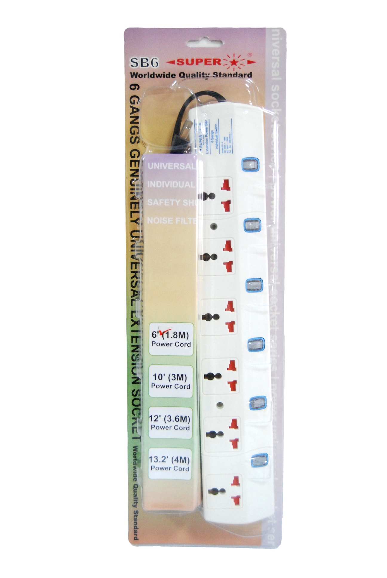 6 Gang Universal Extension Socket SB-6